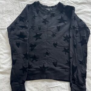 Rails distressed sweatshirt with flocked hearts and stars, Black, Small